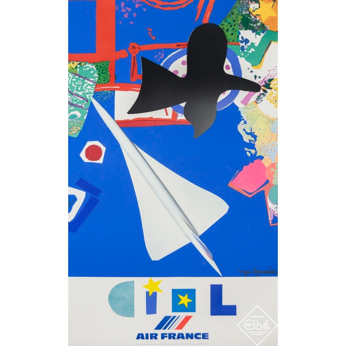 Affiche ancienne de voyage - Air France - Ciel - Roger Bezombes - 1981 - 100 par 61 cm