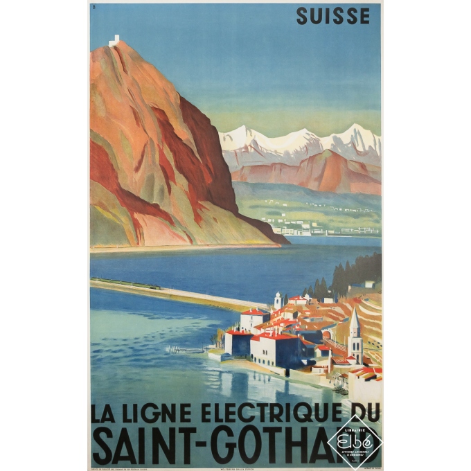 Vintage travel poster - La ligne electrique du Saint-Gothard - Suisse - Otto Baumberger - 1935 - 40.6 by 25.6 inches