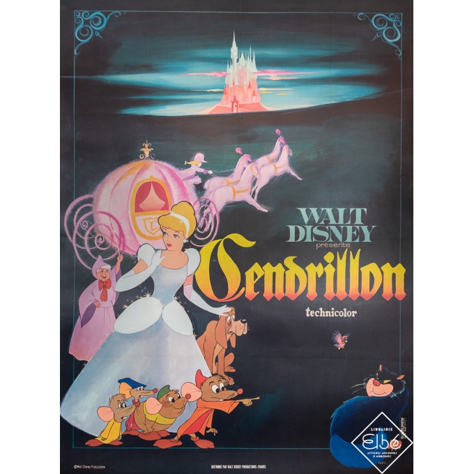Vintage movie poster - Cendrillon - Walt Disney Production - Circa 1960 - 63 by 47.2 inches