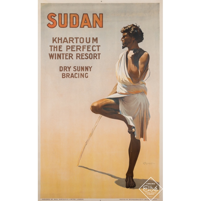 Vintage travel poster - Sudan - Khartoum the Perfect Winter Resort - R. T. Roussel - Circa 1920 - 39.8 by 25.2 inches