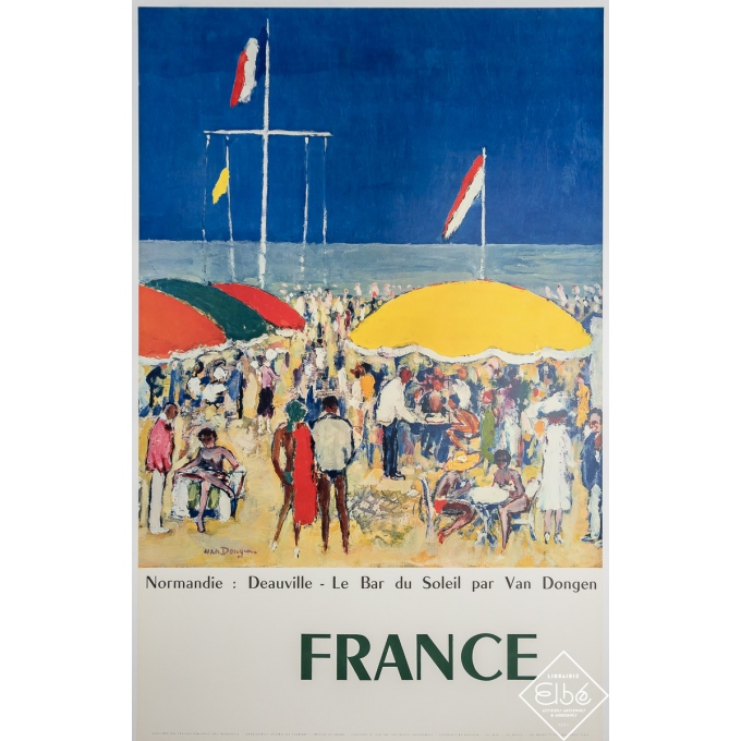 Affiche ancienne de voyage - Normandie - Deauville - France - Van Dongen - Circa 1960 - 100 par 63 cm