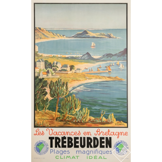 Affiche ancienne de voyage - Trébeurden - Bretagne - France - P. Esnoul - Circa 1935 - 100 par 63 cm