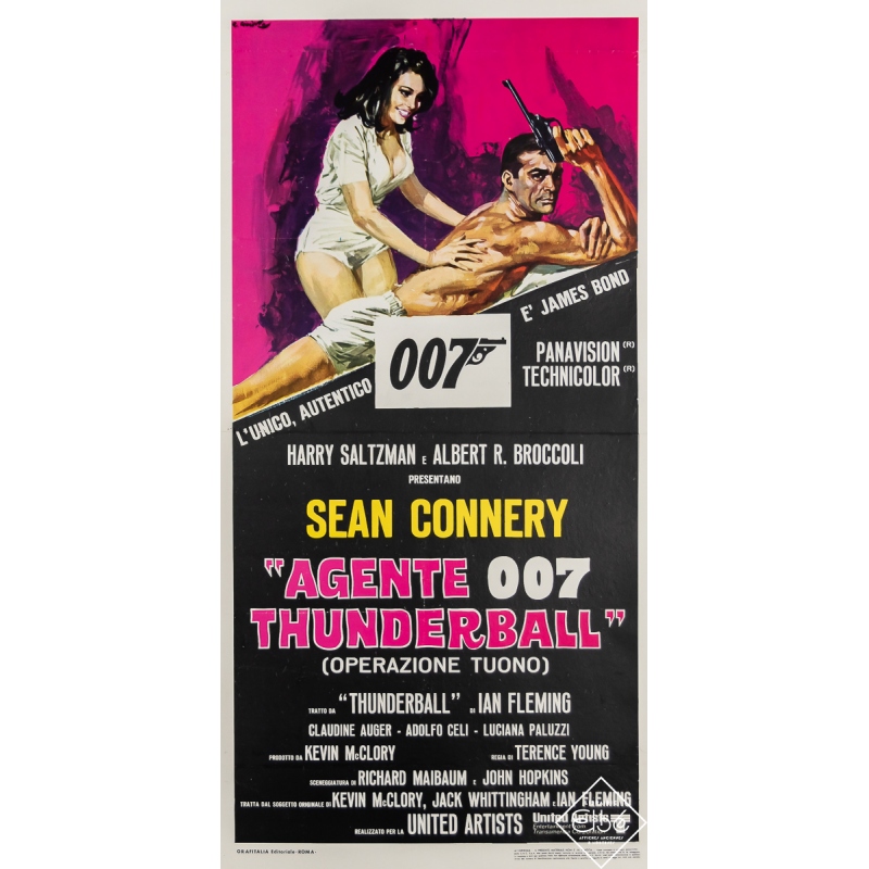 Vintage movie poster - James Bond - Agente Thunderball - 1967 - 27.8 by 12.6 inches