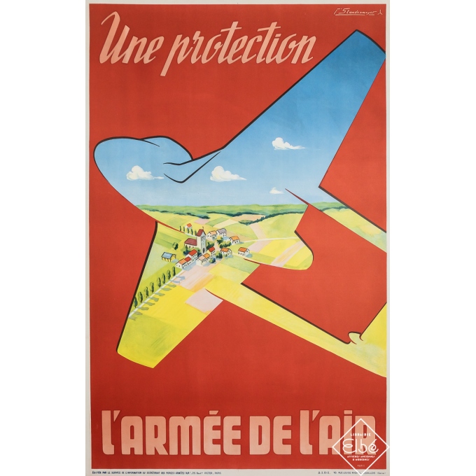 Original vintage poster - L'Armée de l'Air - Une Protection - Standenmeyer - Circa 1950 - 39.4 by 25.6 inches