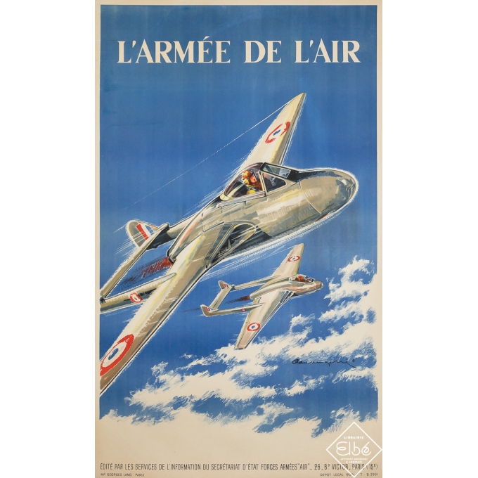 Affiche ancienne originale - L'Armée de l'Air - Paul Lengellé - 1950 - 100 par 61 cm