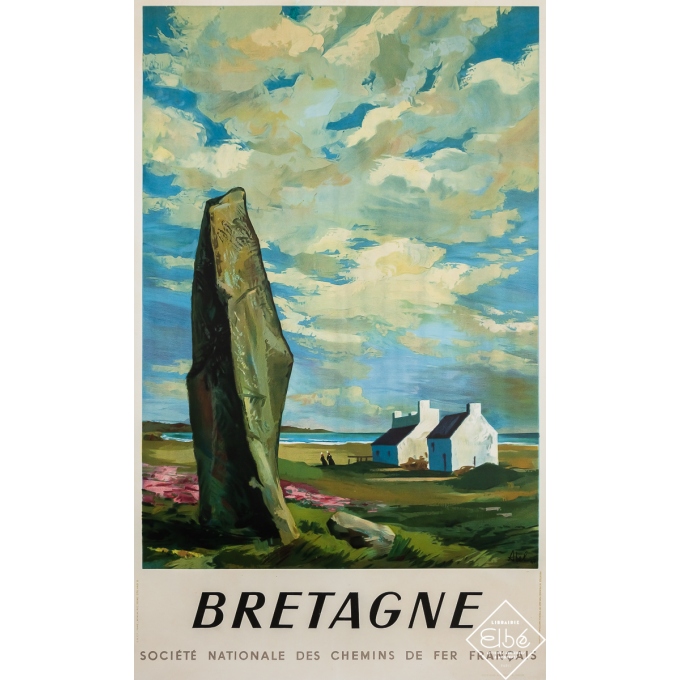 Affiche ancienne de voyage - Bretagne - SNCF - Abel - 1946 - 100 par 62 cm