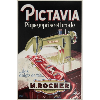 Vintage advertisement poster - Machine à Coudre Pictavia - Studio Rocher - Circa 1950 - 23.2 by 15.6 inches