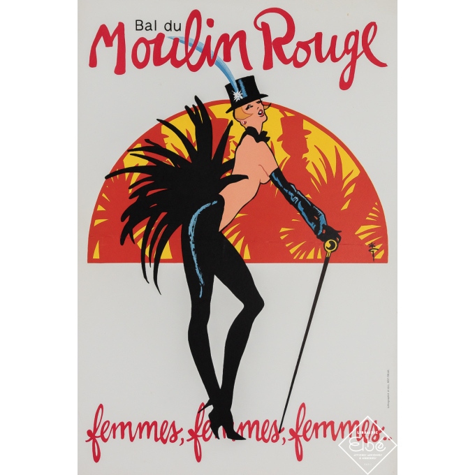 Affiche ancienne originale - Bal du Moulin Rouge - Gruau - Circa 1970 - 60 par 40 cm