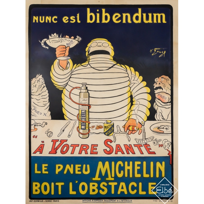 Affiche ancienne de publicité - Le Pneu Michelin - O. Galop - Circa 1900 - 159 par 119 cm