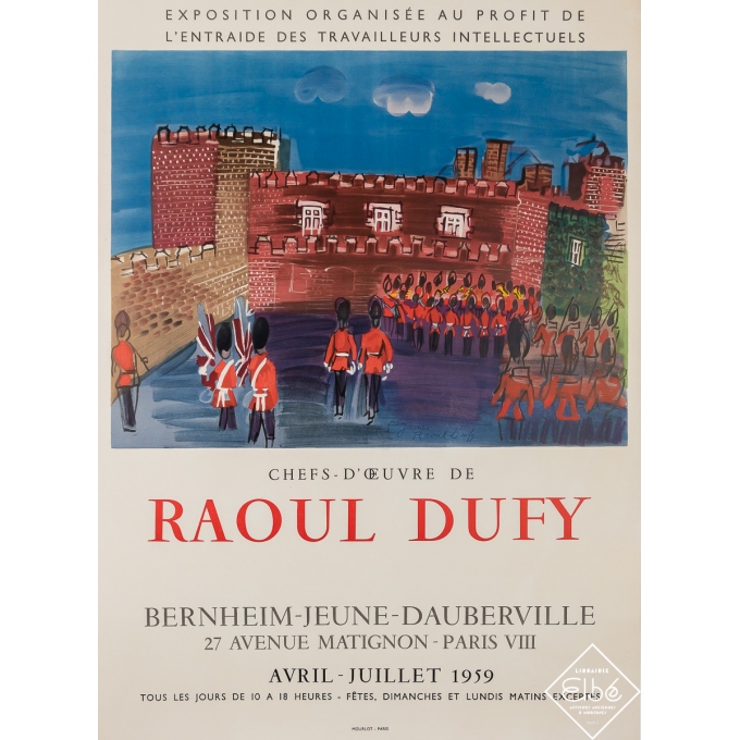 Affiche ancienne Raoul Dufy - Exposition Organisée au Profit de l'Entraide des Travailleurs Intellectuels - 1959 - 67 par 49 cm