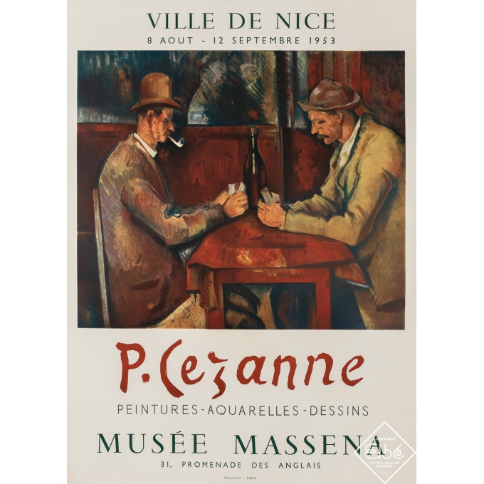 Affiche ancienne d'exposition - Ville de Nice - P.Cezanne - Paul Cézanne - 1953 - 65.5 par 48 cm