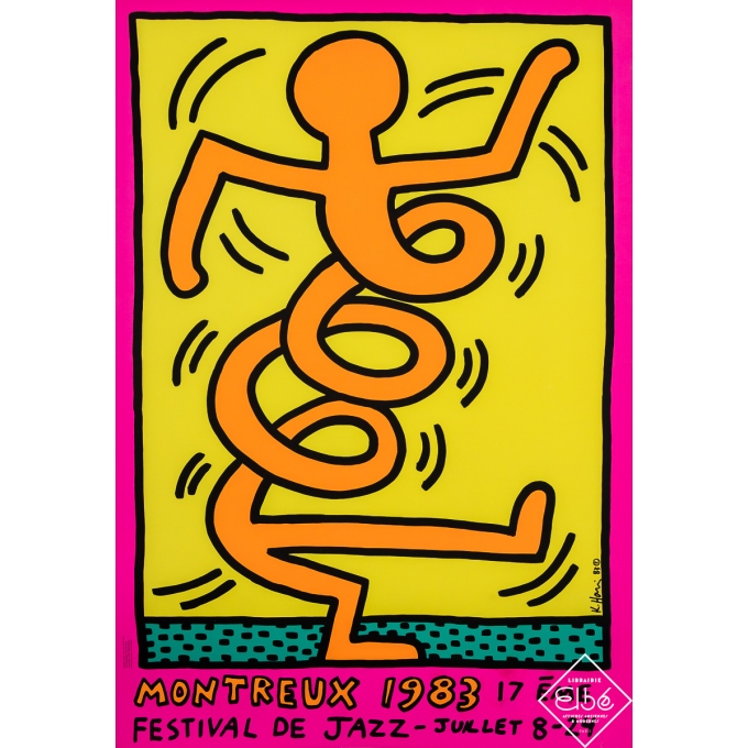 Sérigraphie originale - Montreux Festival de Jazz 1983 - Keith Haring - 1983 - 99.5 par 70.5 cm