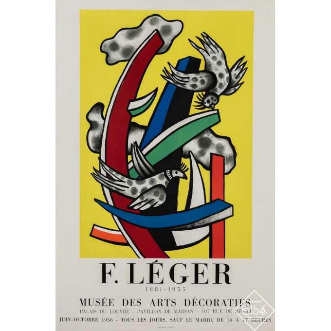 Affiche ancienne d'exposition - Musée des Arts Décoratifs - F. Léger - Léger - 1956 - 76 par 52 cm