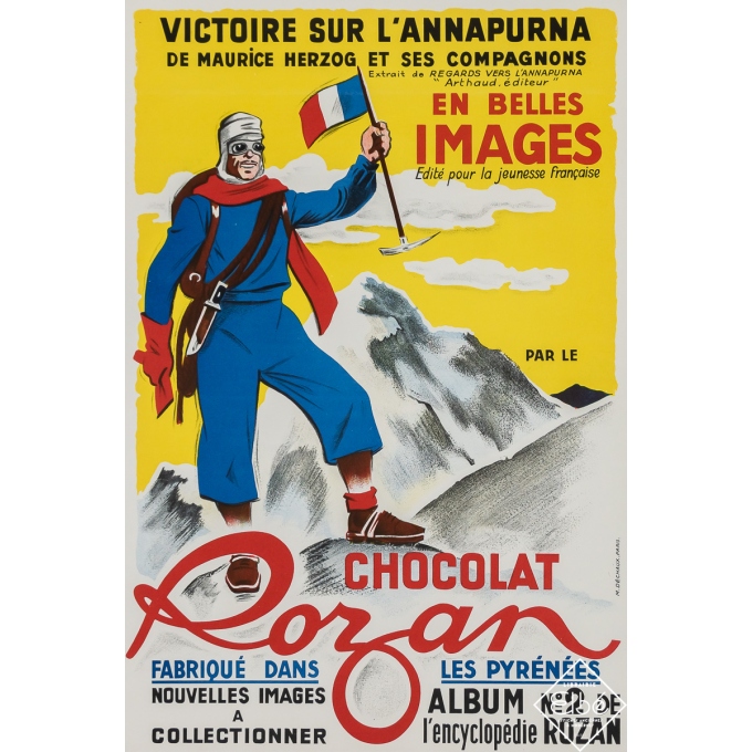 Affiche ancienne de publicité - Chocolat Rozan - Circa 1950 - 52 par 35 cm