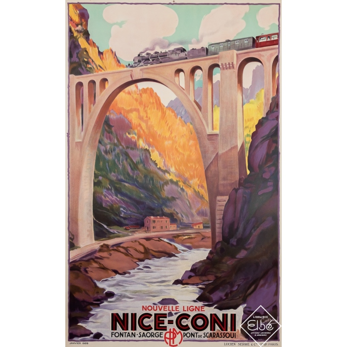 Vintage travel poster - Nice-Coni - Cossard - 1929 - 39.6 by 24.6 inches