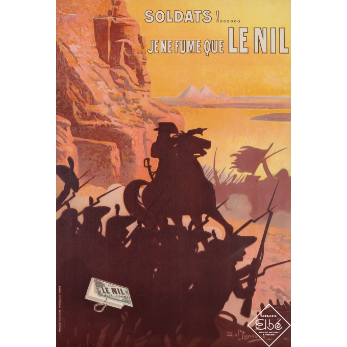 Vintage advertisement poster - Soldats ! Je ne fume que le Nil - David Dellepiane - Circa 1920 - 23.2 by 15.7 inches