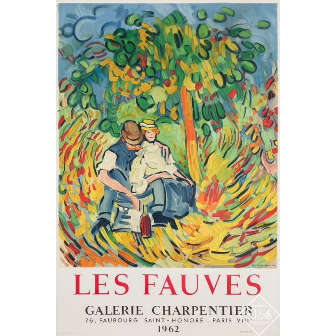 Affiche ancienne d'exposition - Les Fauves - Galerie Charpentier - 1962 - 77 par 51 cm