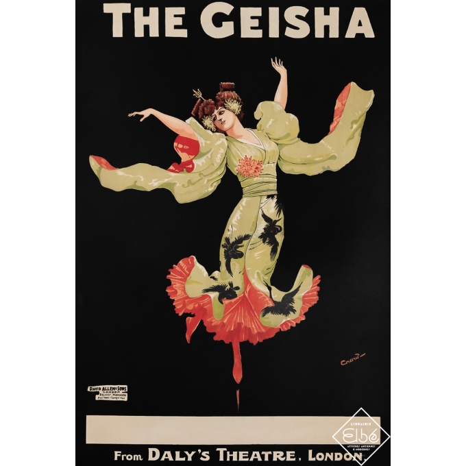 Affiche ancienne originale - The Geisha - Daly's Theatre London - Crow - Circa 1900 - 72.5 par 49 cm