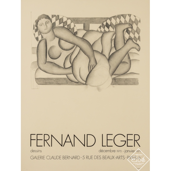 Affiche ancienne d'exposition - Fernand Leger - Dessins - Galerie Claude Bernard - Fernand Léger - 1970 - 65.5 par 49.5 cm