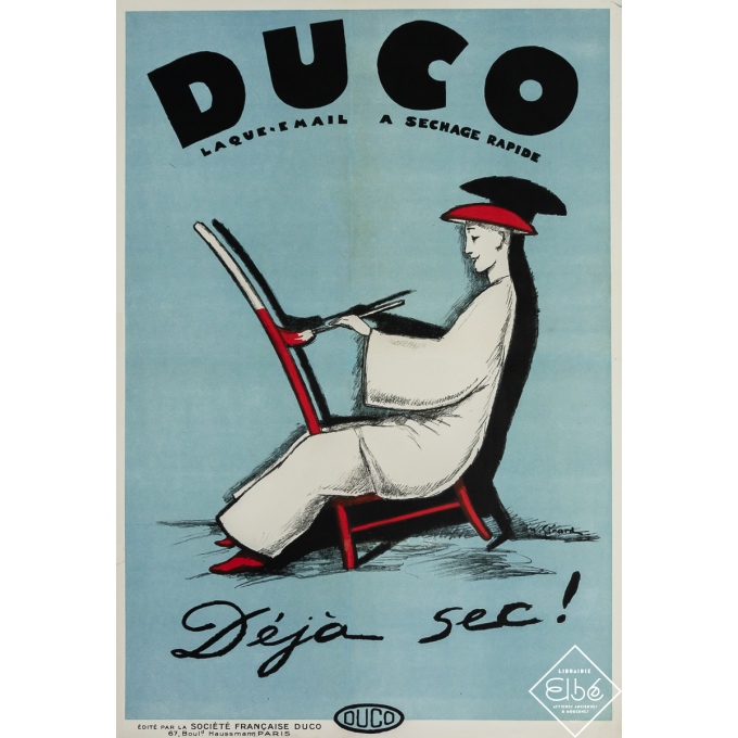 Affiche ancienne de publicité - Duco laque à séchage rapide - Girard - Circa 1920 - 57.5 par 39.5 cm