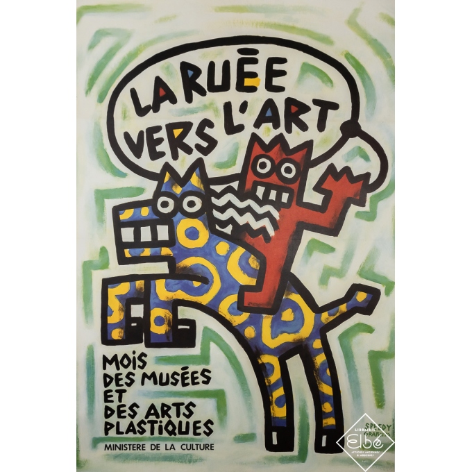 Affiche ancienne originale - La Ruée vers l'Art - Speedy Graphito - 1985 - 145 par 99 cm