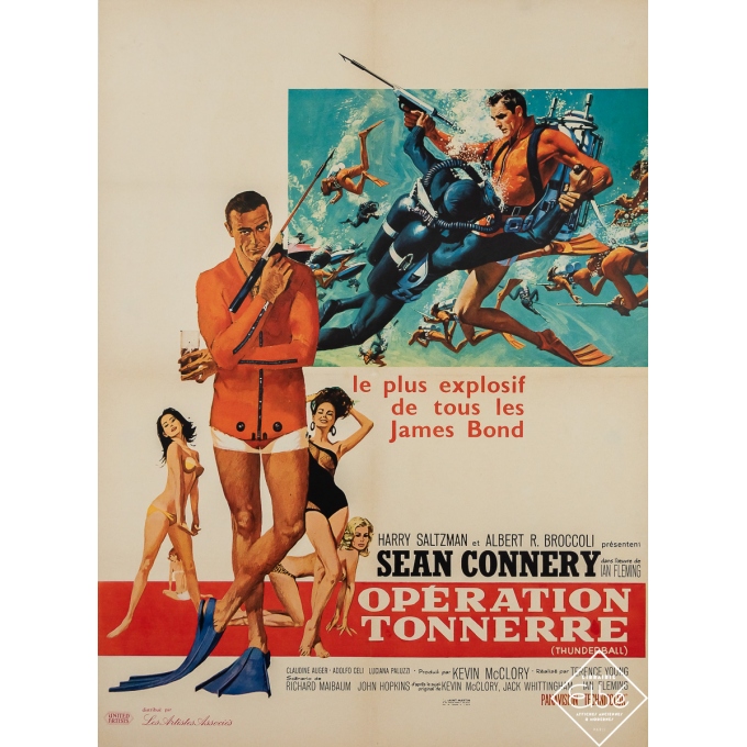 Vintage movie poster - Opération Tonnerre - James Bond - Sean Connery - Frank Mc Carthy - 1965 - 31.7 by 23.2 inches