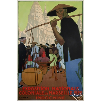 Original vintage poster - Exposition Coloniale de Marseille 1922 - Indochine - G. Capon - 1922 - 47.2 by 31.5 inches