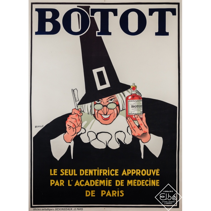 Affiche ancienne de publicité - Botot - Beuville - 1899 - 158 par 116 cm