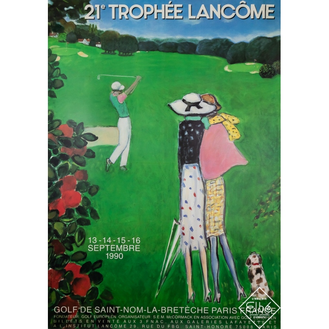 Affiche ancienne originale - 21e Trophée Lancôme - Jean-Pierre Cassigneul - 1990 - 170 par 116 cm
