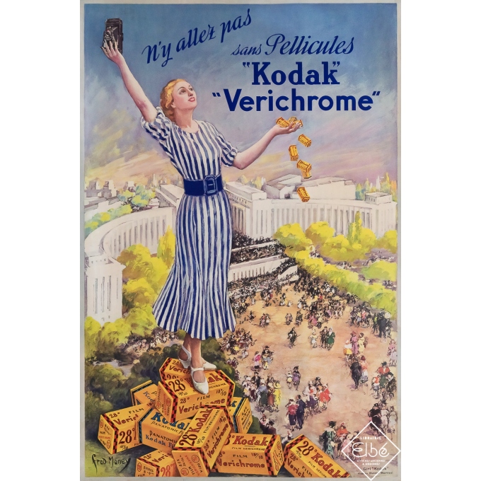 Affiche ancienne de publicité - Kodak - Verichrome - Fred Money - Circa 1950 - 69 par 48.5 cm