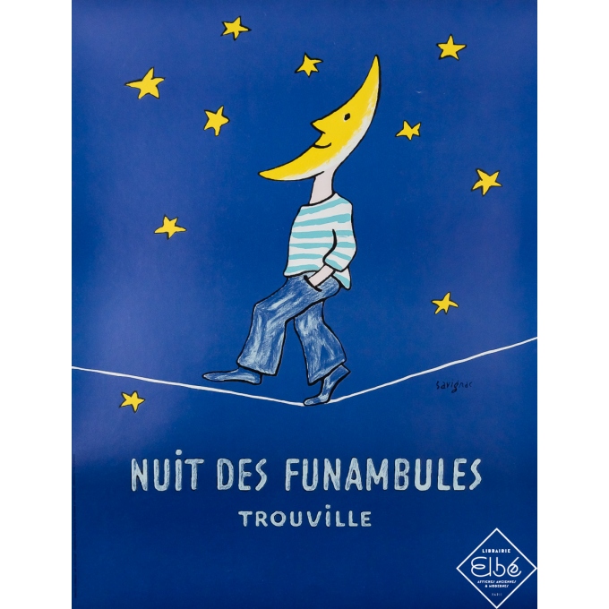 Original vintage poster - Trouville - Nuit des Funambules - Savignac - Circa 1980 - 27.2 by 21.5 inches