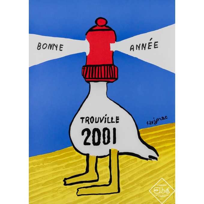 Affiche ancienne originale - Trouville - Bonne Année 2001 - Savignac - 2001 - 65 par 48.5 cm