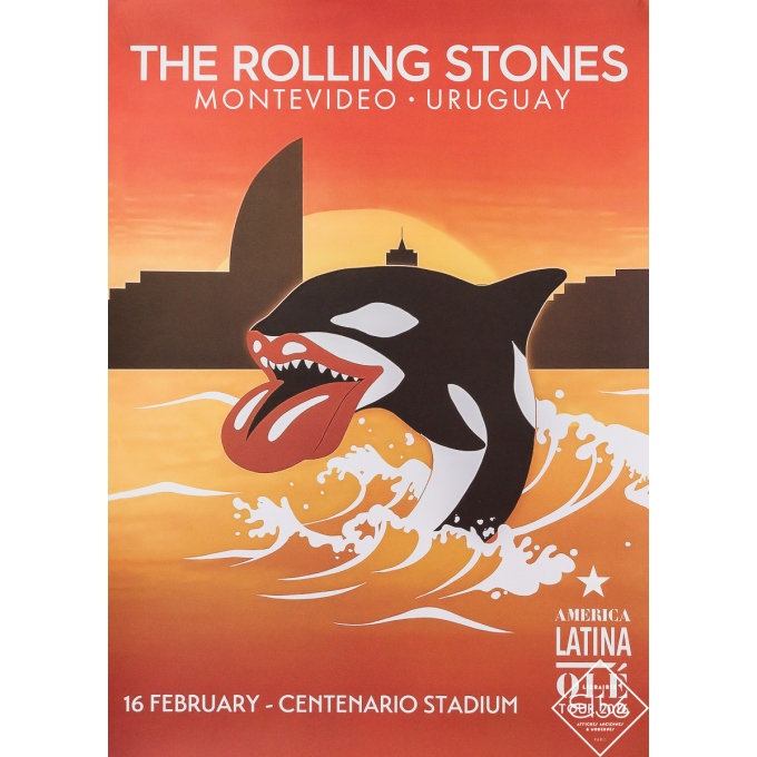 Affiche ancienne originale - The Rolling Stones - Montevideo - Uruguay - 2016 - 68 par 48.5 cm
