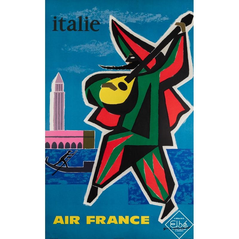 Vintage travel poster - Air France - Italie - Guy Georget - 1963 - 39.4 by 24.4 inches