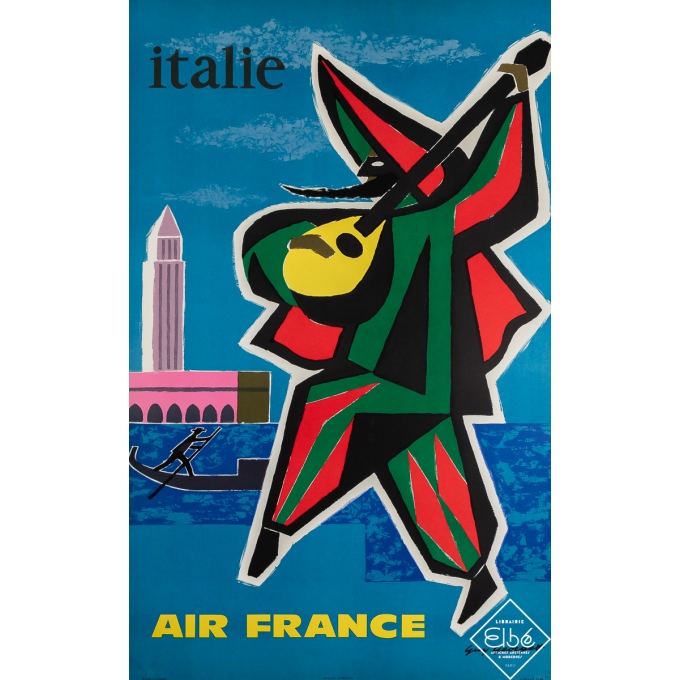 Affiche ancienne de voyage - Air France - Italie - Guy Georget - 1963 - 100 par 62 cm