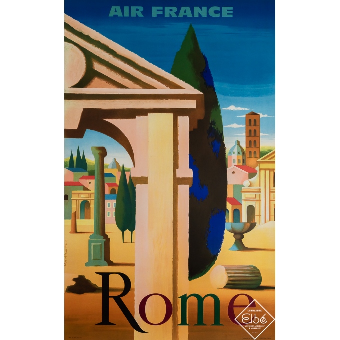 Affiche ancienne de voyage - Air France - Rome - Nathan - 1960 - 100 par 63 cm