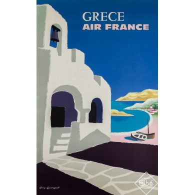 Vintage travel poster - Air France - Grece - Guy Georget - 1960 - 39.4 by 24.8 inches