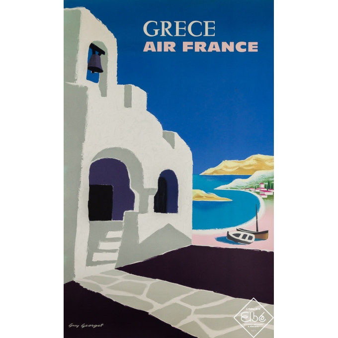 Affiche ancienne de voyage - Air France - Grece - Guy Georget - 1960 - 100 par 63 cm