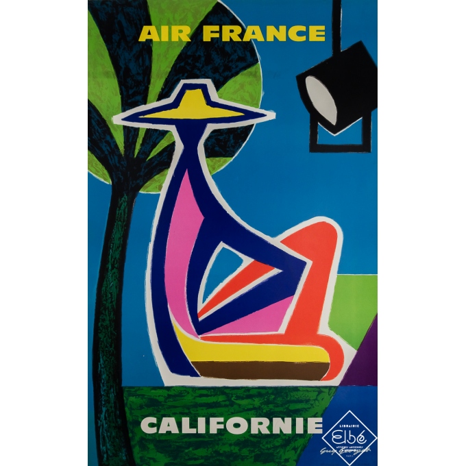Affiche ancienne de voyage - Air France - Californie - Guy Georget - 1961 - 100 par 63 cm