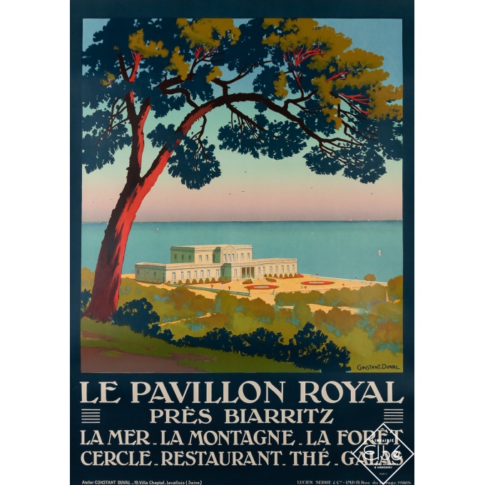 Affiche ancienne de voyage - Le Pavillion Royal - Biarritz - Constant Duval - Circa 1920 - 105 par 75 cm