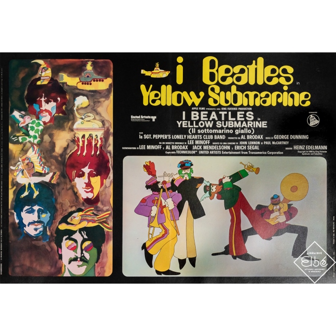 Affiche ancienne de film - Beatles Yellow Submarine - United Artists - 1969 - 47 par 68 cm