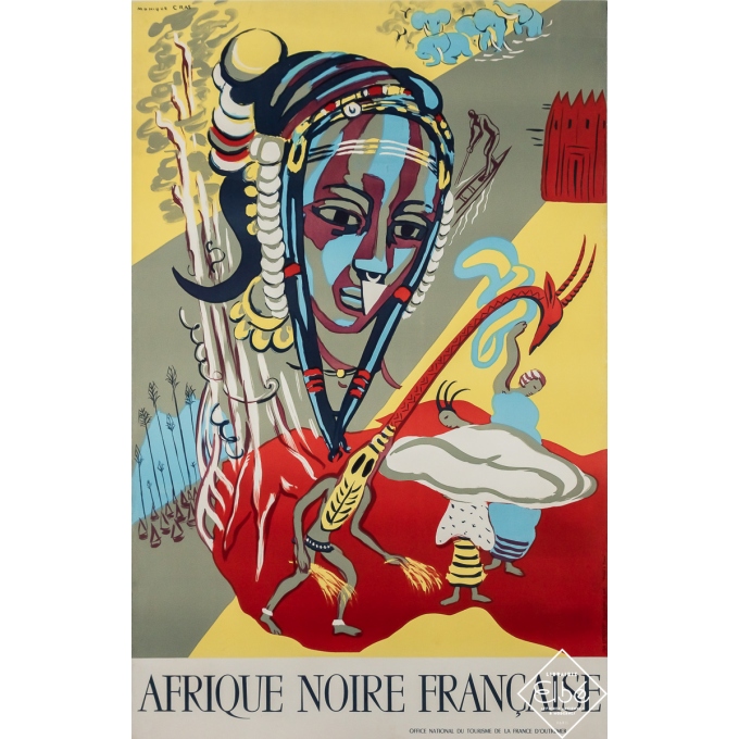 Vintage travel poster - Afrique Noire Française - Monique Cras - Circa 1950 - 40 by 26 inches