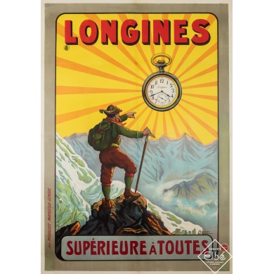 Vintage advertisement poster - Longines - Marcus - Circa 1910 - 55.5 by 39.4 inches