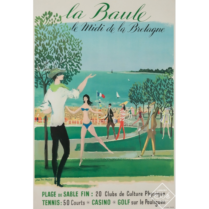 Affiche ancienne de voyage - La Baule - Jean Denis Malclès - Circa 1950 - 116 par 78.5 cm Affiche ancienne de voyage - La Baule - Jean Denis Malclès - Circa 1950 - 116 par 78.5 cm