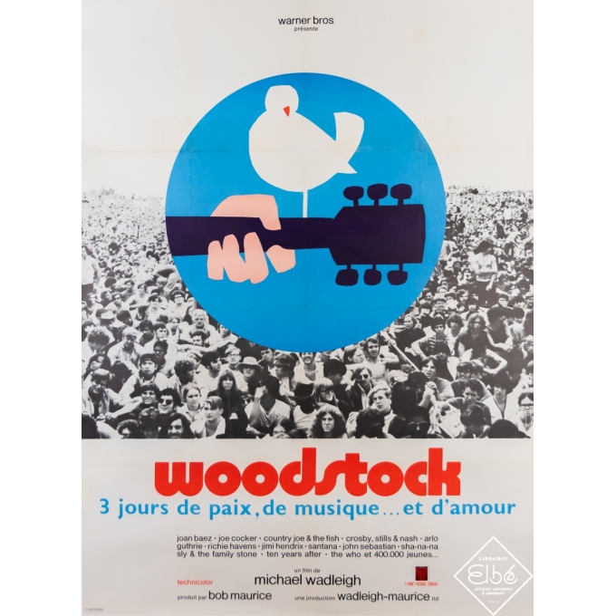 Original vintage movie poster 1960 - Woodstock - 63 by 47,2 inches
