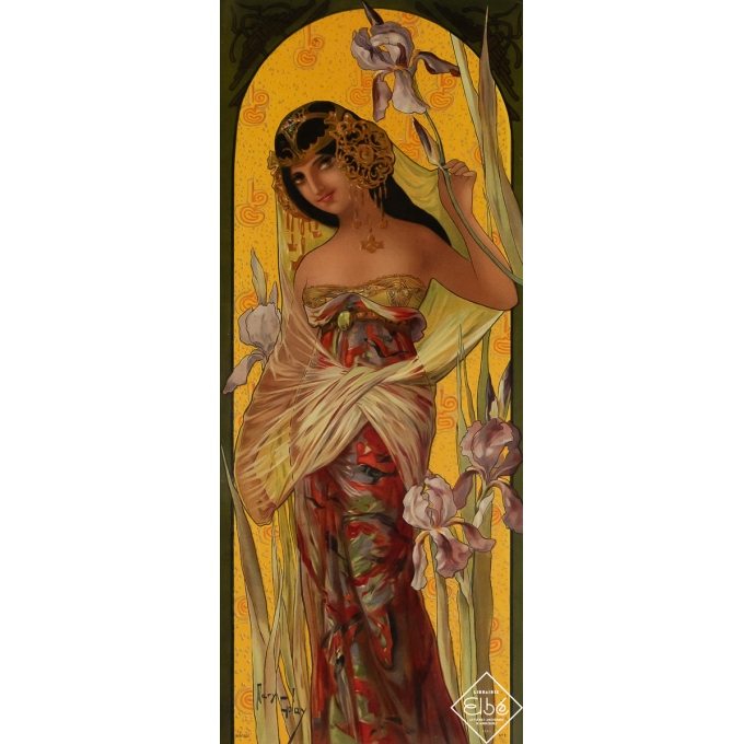 Affiche ancienne originale - Iris Seduction - Mary Golay - 1900 - 45 par 19 cm