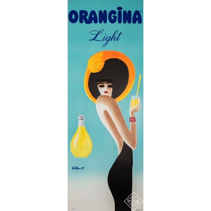 Affiche ancienne de publicité - Orangina Light - Villemot - 1989 - 160 par 57.5 cm