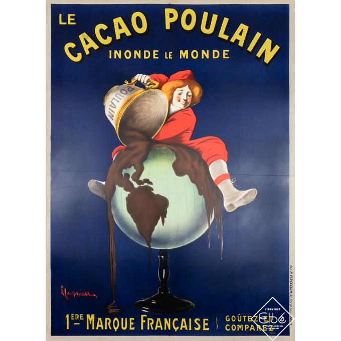 Affiche ancienne de publicité - Le Cacao Poulain Inonde le Monde - Leonetto Cappiello - 1911 - 160 par 118 cm