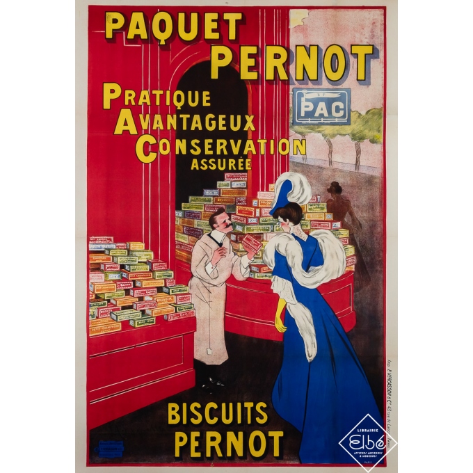 Affiche ancienne de publicité - Paquet Pernot - Leonetto Cappiello - 1905 - 159 par 108 cm
