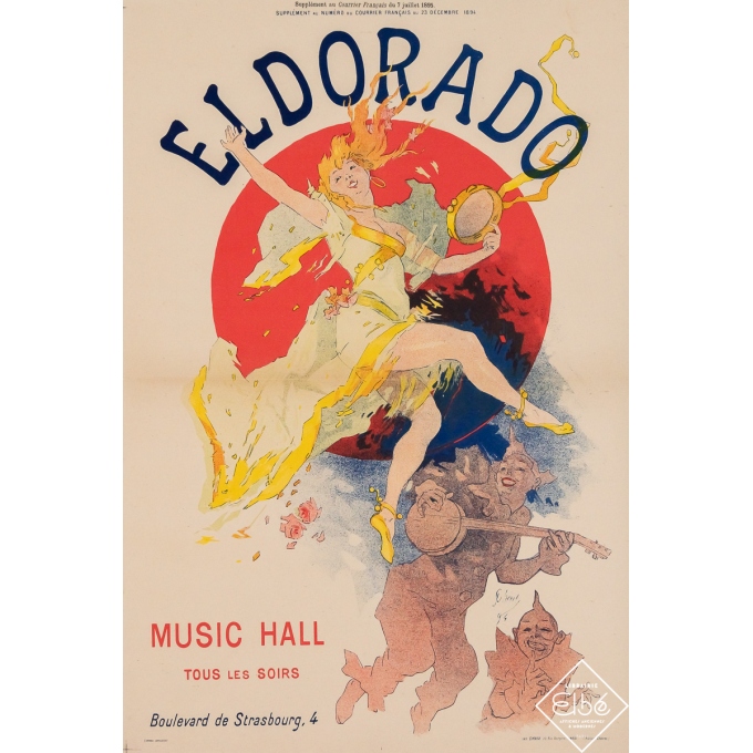 Affiche ancienne originale - Eldorado Music Hall - Jules Chéret - 1894 - 55.5 par 38 cm